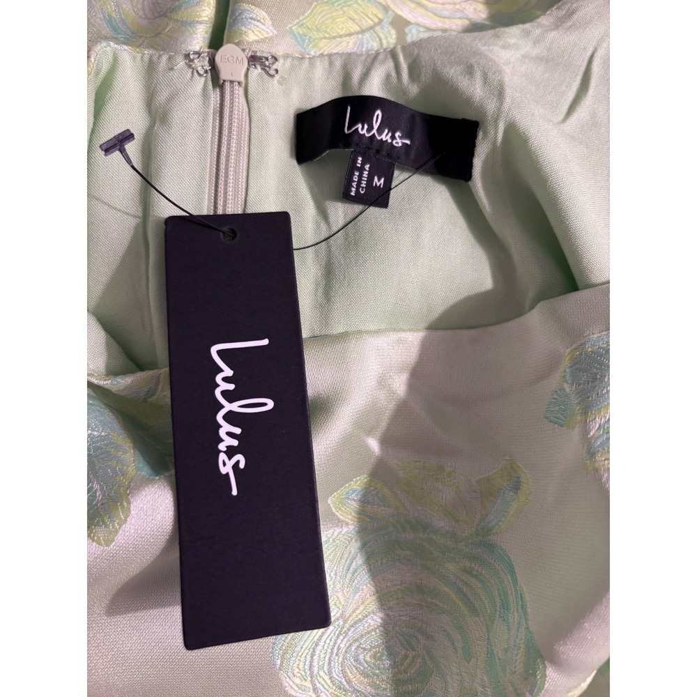 NWT Lulus Brighter Side Floral Jacquard Mini Dress M MSRP $69 Green - Picture 2 of 12